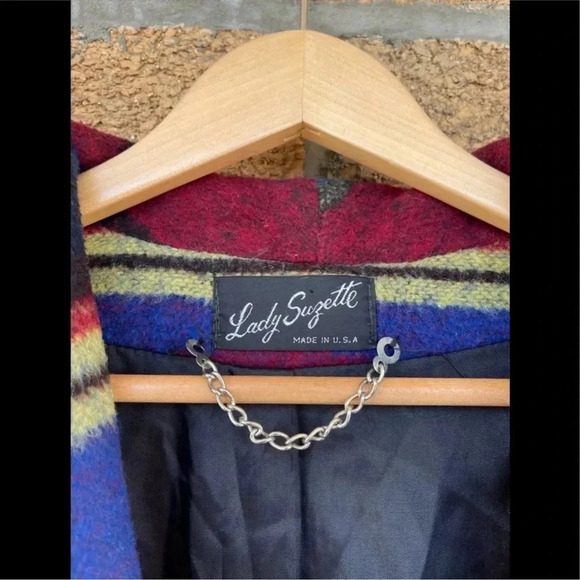 LADY SUZETTE Vintage Wool Dartmouth
Fabric Southwestern Native Jacket Coat XL - Picture 5 of 10